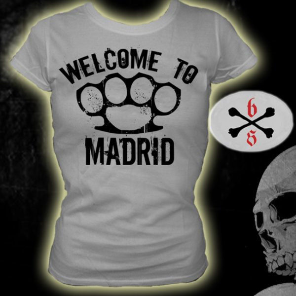 camiseta bloodsheds wellcome to madrid blanca chica