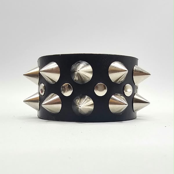 PULSERA PINCHOS PEQUEÑOS Y REMACHES DOS FILAS