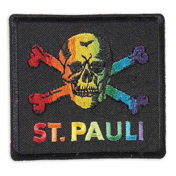 Parche St. Pauli bordado calavera arcoiris