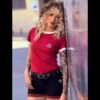 CAMISETA GRANATE LEOPARDO Y ESCUDO CHICA HTH