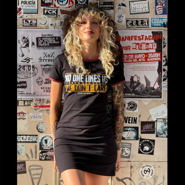 Vestido Negro No One Likes Us VESTIDO CAMISETA NO ONE LIKES US RIBETE ESCOCÉS HTH