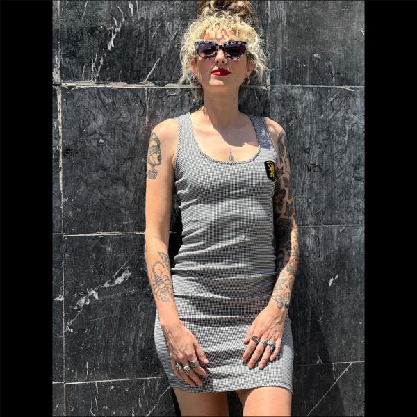 VESTIDO TIRANTES PATA DE GALLO ESCUDO HARD TO HANDLE