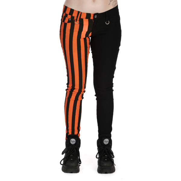 pantalon mitad negro mitad raya naranja banned