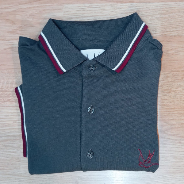 POLO GRIS DETALLE ROJO / BLANCO HTH