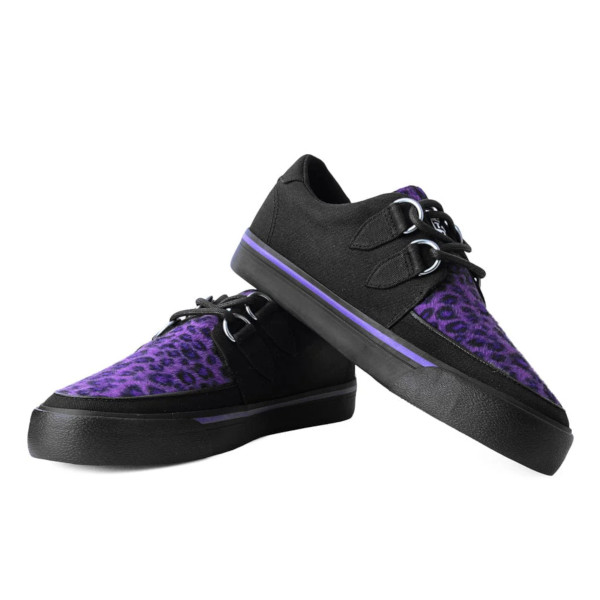 ZAPATO CREEPER TUK LONA Y LEOPARDO MORADO