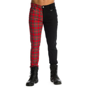 PANTALON ESCOCES ROJO MITAD NEGRO ELÁSTICO