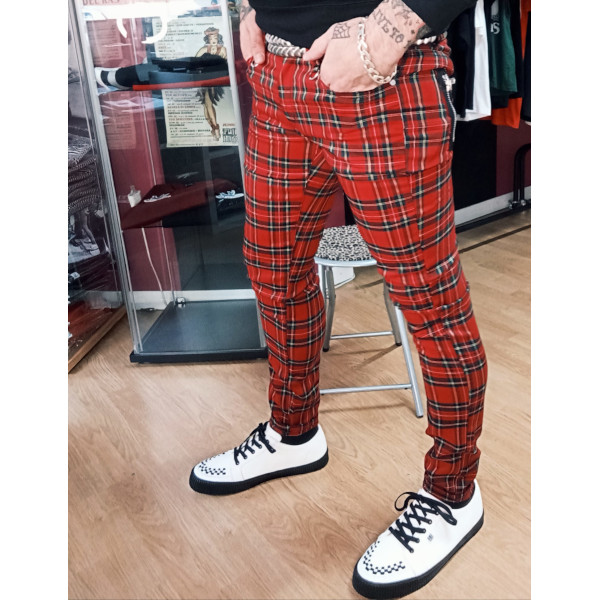PANTALON ESCOCES ROJO ELÁSTICO