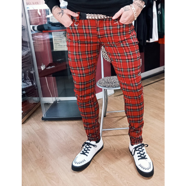 PANTALON ESCOCES ROJO ELÁSTICO