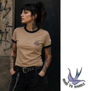 CAMISETA CAMEL RIBETE NEGRO HTH CHICA