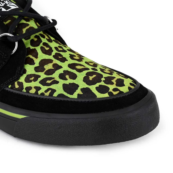 zapatillas-tuk-leopardo-verde-neon-DETALLE ZAPATILLA CREEPER TUK NEGRO ANTE - LEOPARDO VERDE NEON